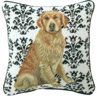Golden Retriever Needlepoint Pillow