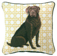 Chocolate Lab Needlepoint Pillow
