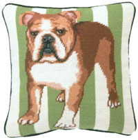Bull Dog Needlepoint Pillow