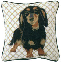 Dachshund Needlepoint Pillow